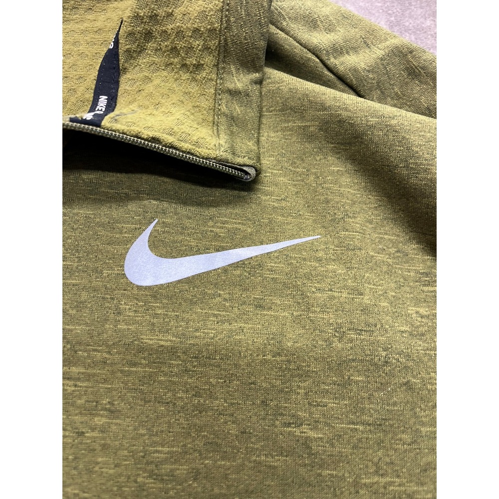 Nike Running Dri-FIT Mens XL Half Zip Pullover Olive Green Thermal Grid 4707 - Picture 3 of 5